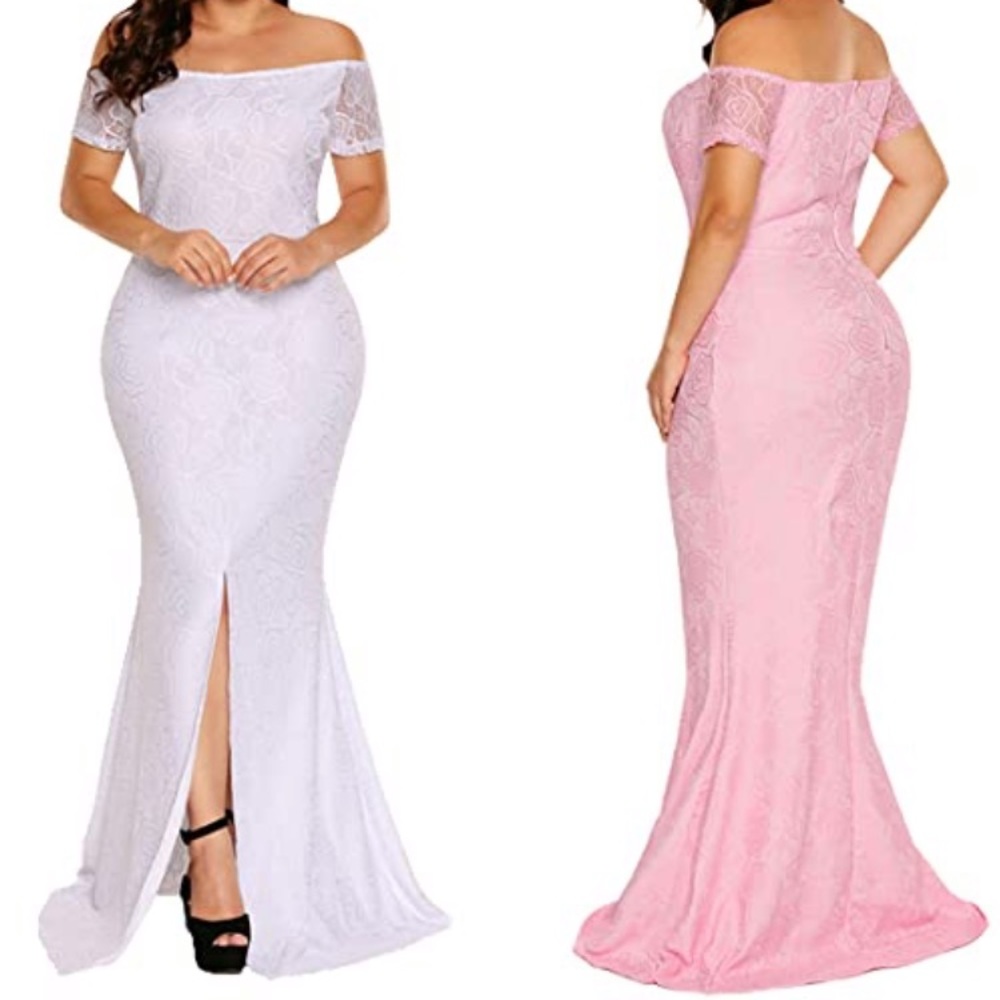 Off Shoulder High Slit Floral Maxi Dress